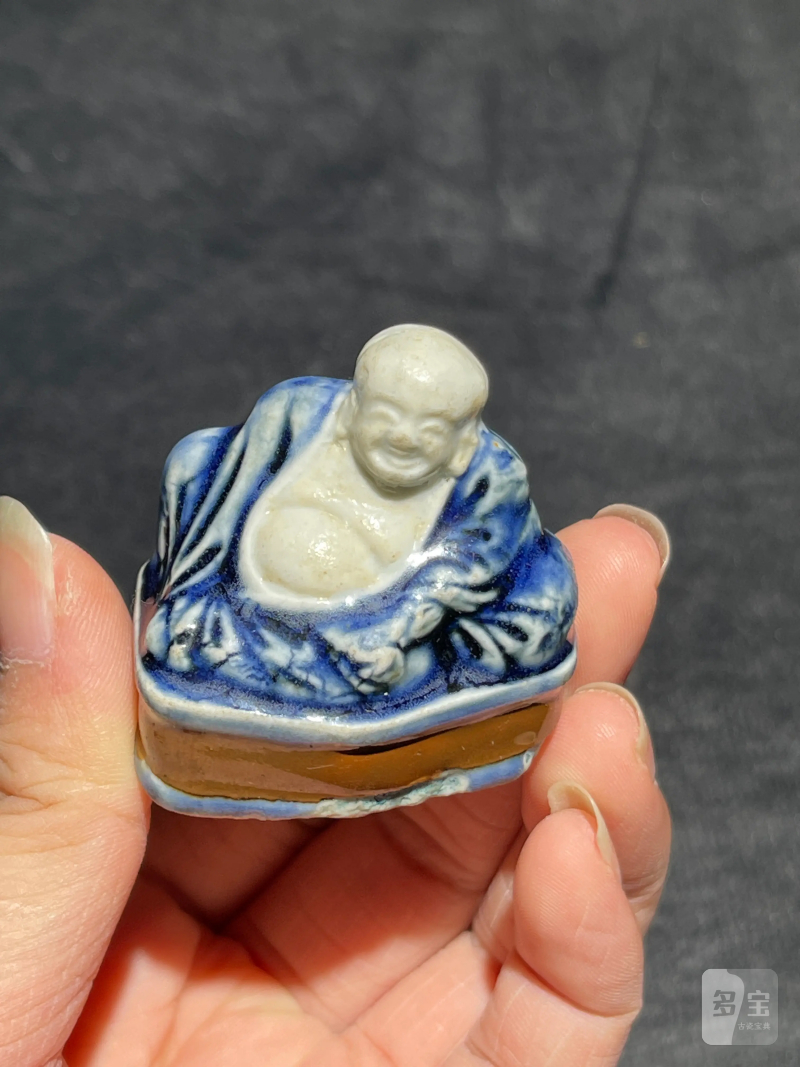 明代 青花、白釉弥勒佛两尊 - 图6